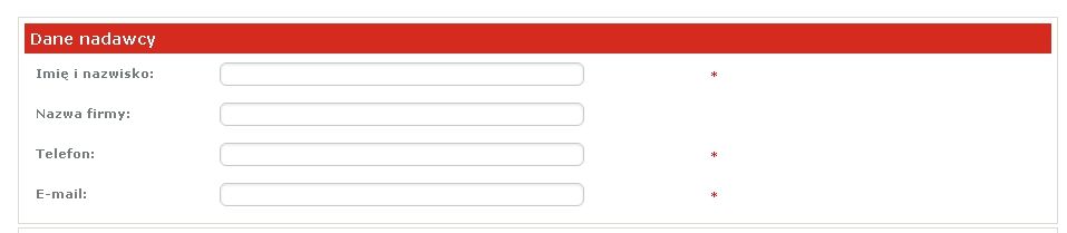 Forma Zamów kuriera